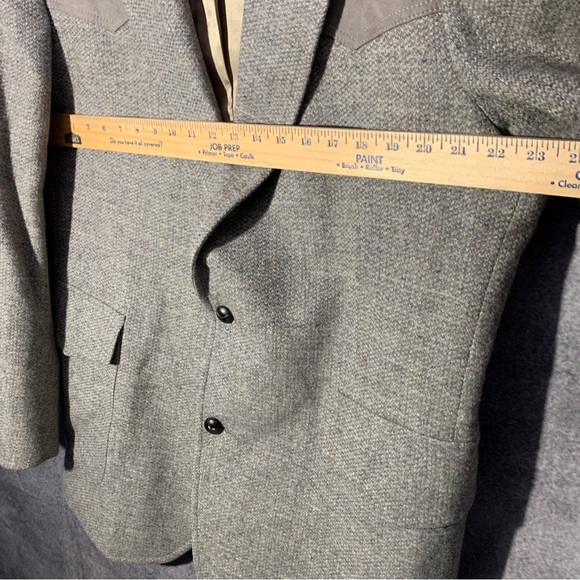 VTG Pendleton Brown Tweed Men's Sport Coat Blazer Wool Suede Patches Size 46 L - Picture 7 of 12
